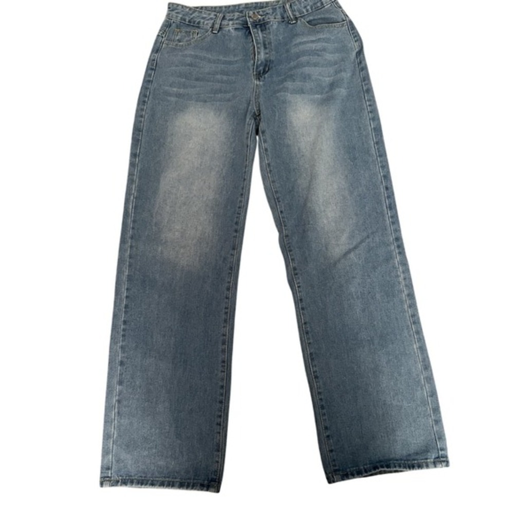 SHEIN Womens Size 32 High Waisted Wide Leg Jeans Light Wash Denim Baggy Pants